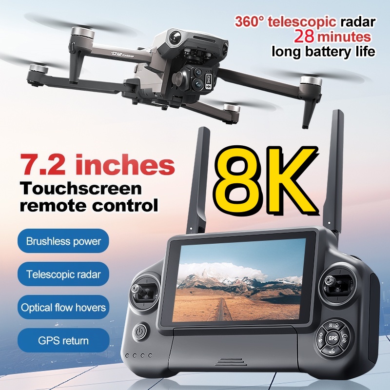 Fpv Brushless Rc Drone 4K - 8K 3-assige Gimbal Brushless 7,2 inch