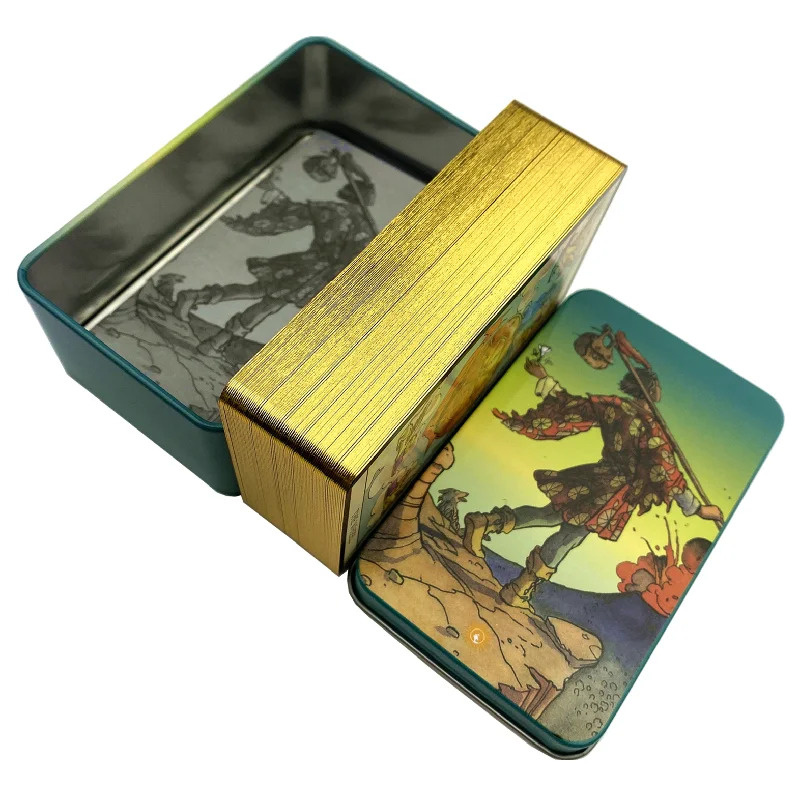 Tarot Cards Deck With Guidebook - Metalen doos vergulde editie Back Rider