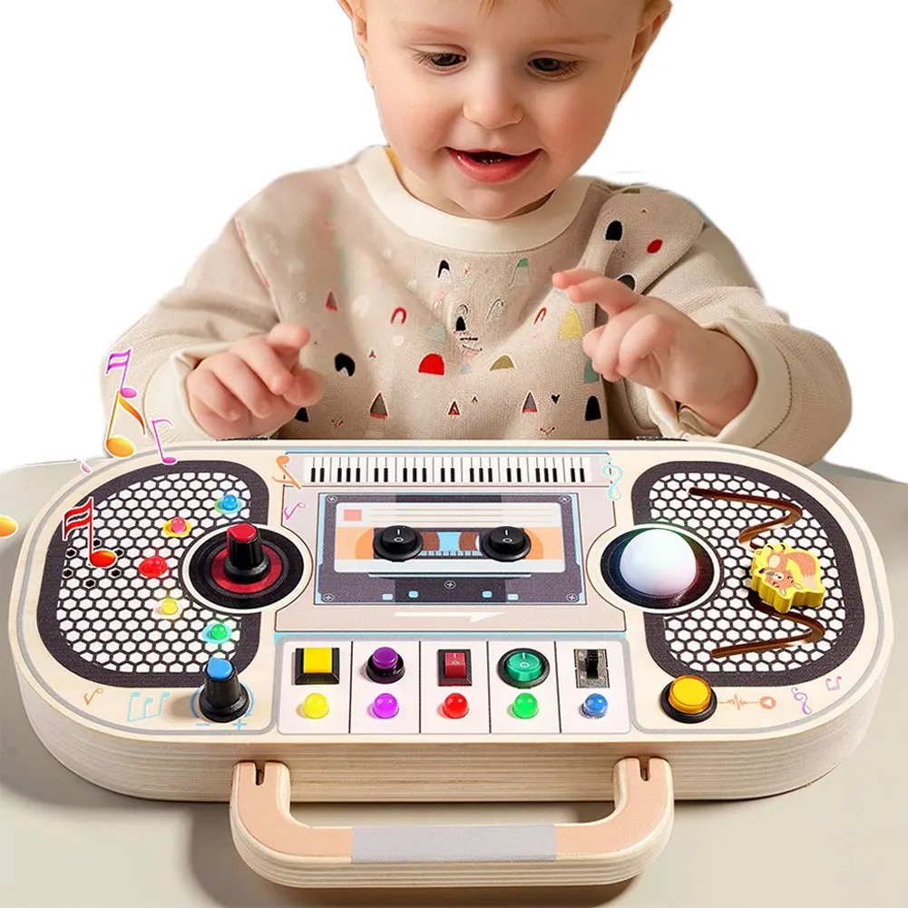 Montessori Wooden Busy Board Toddler - Montessori Peuterspeelgoed Baby Houten Drukbord Zintuiglijk