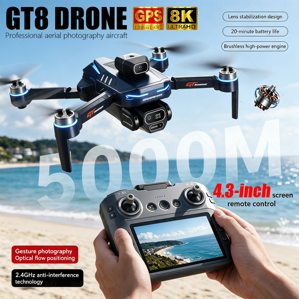 Fpv Brushless Rc Drone 4K - NIEUWE GT8 HD RC Drone 4K
