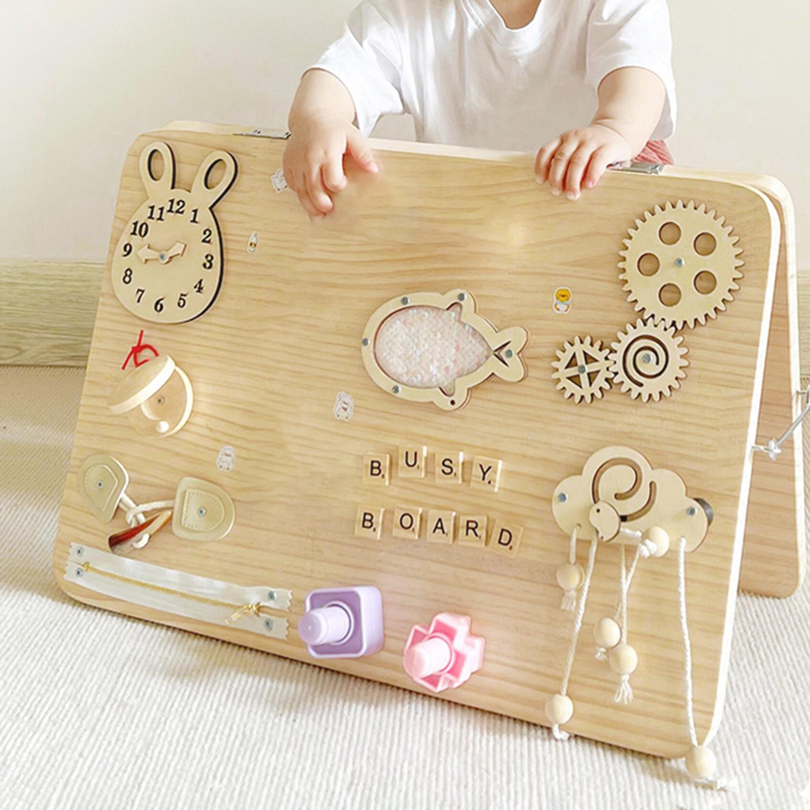 Montessori Wooden Busy Board Toddler - Houten Montessori Drukke Bord Puzzle Zintuiglijke