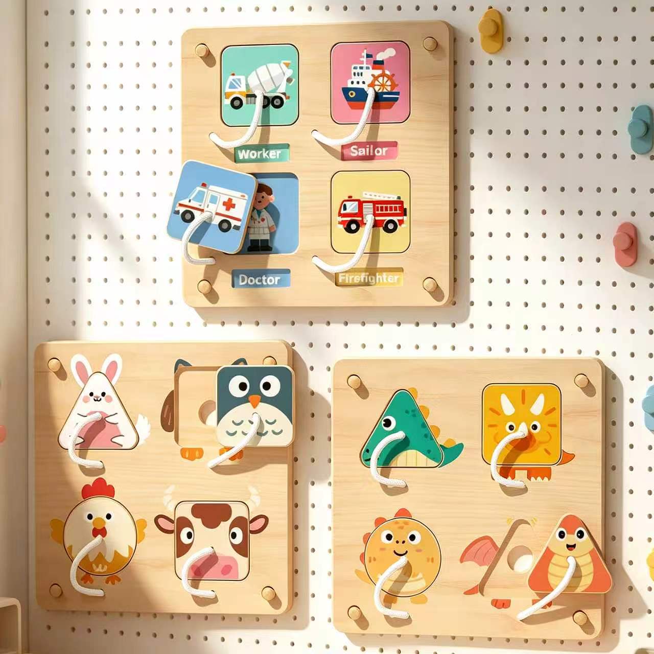Montessori Wooden Busy Board Toddler - Montessori Houten Drukke Bord DIY Accessoires