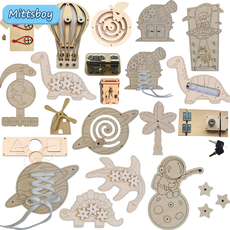 Montessori Wooden Busy Board Toddler - Montessori Drukke Board Accessoires Houten Speelgoed