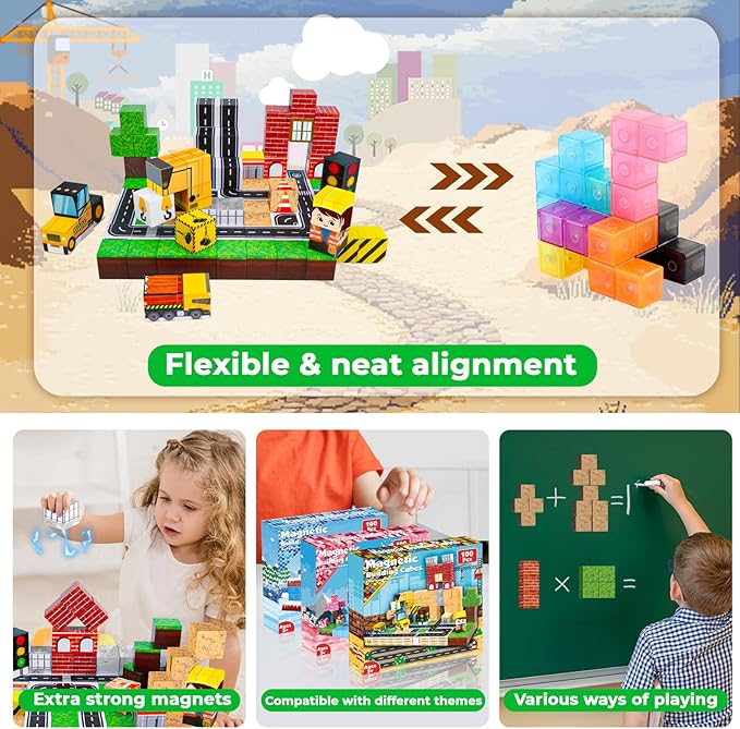 100 STKS magnetische blokken,  - Magnetic Building Tiles Set 100Pcs recensie en prijs