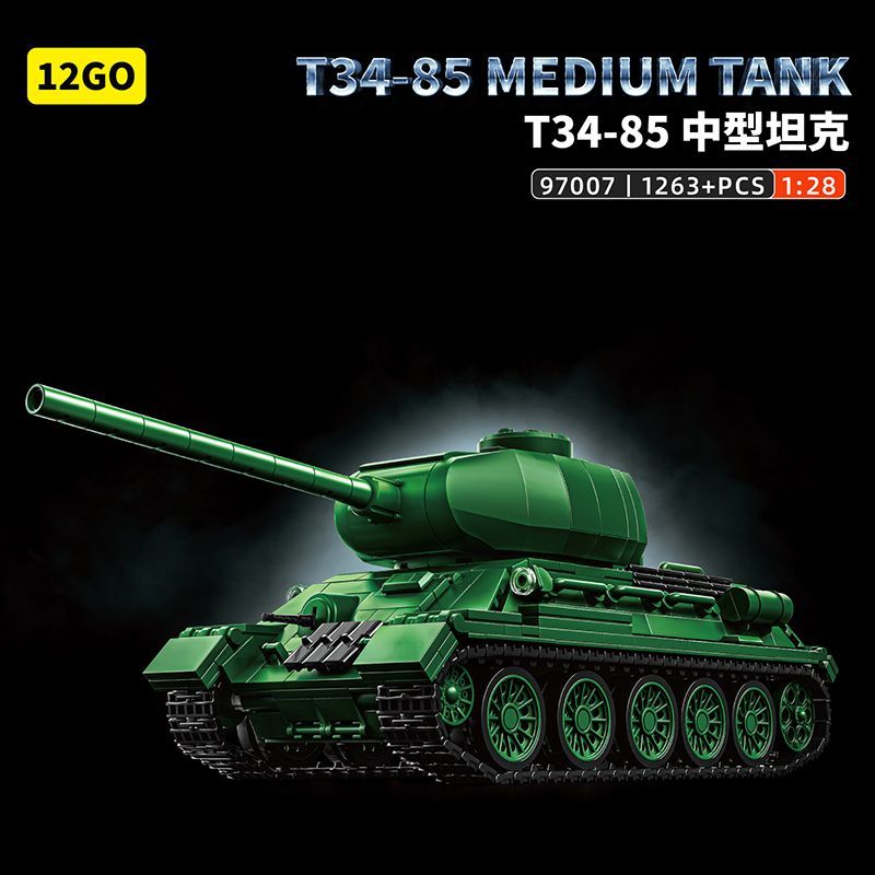 12GO97007 T34-85 Middelgrote t - Lego Compatible Military Tank recensie en prijs