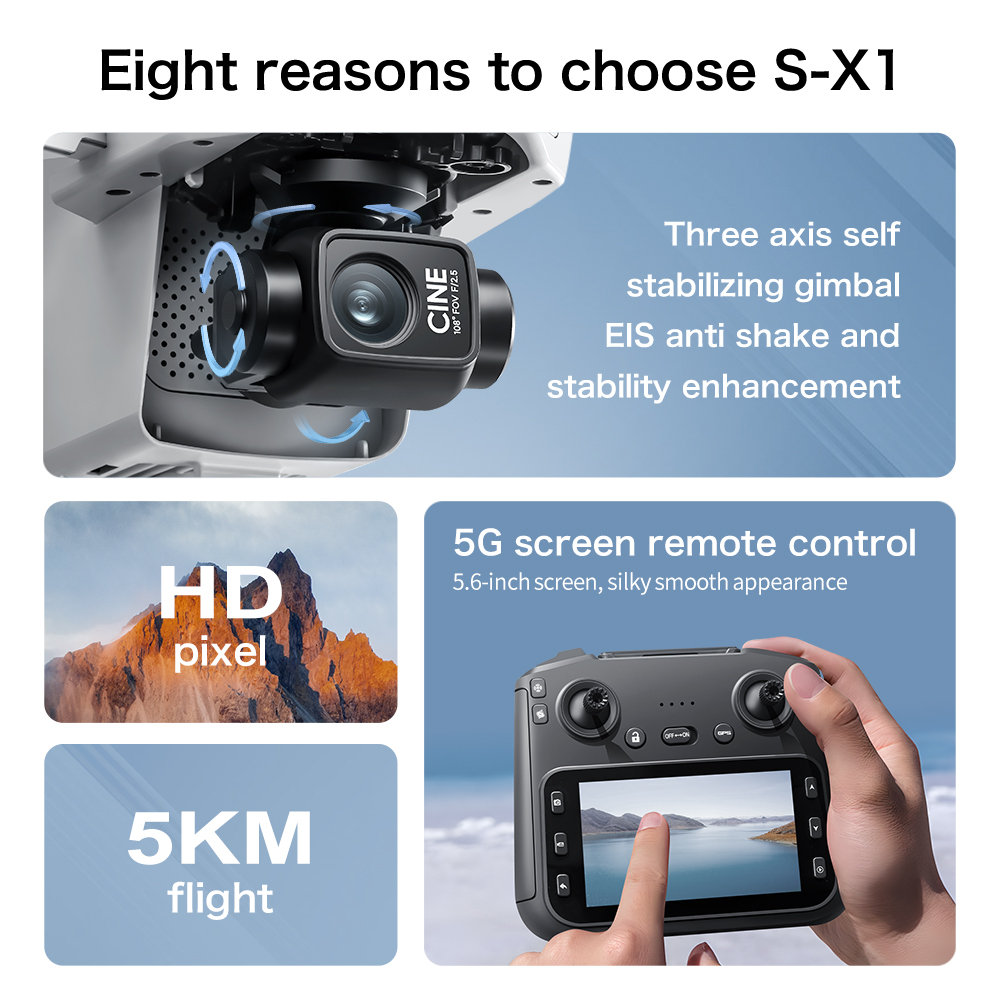 Originele S-X1 GPS Drone 8K HD - Fpv Brushless Rc Drone 4K recensie en prijs